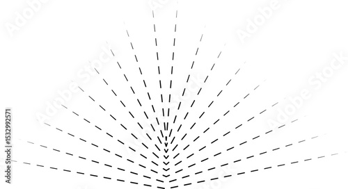 Straight dashed lines with irradiated details creating a radiating and structured effect.