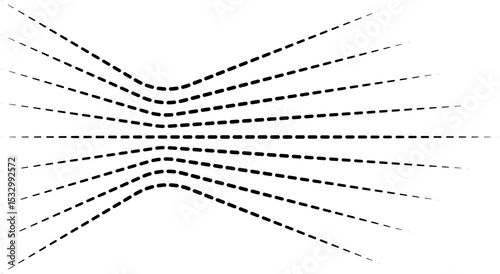 Curved irradiated dashed lines forming a radiating and dynamic flow pattern.