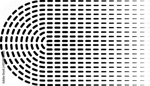Curved parallel dashed lines arranged in a flowing and geometric design.