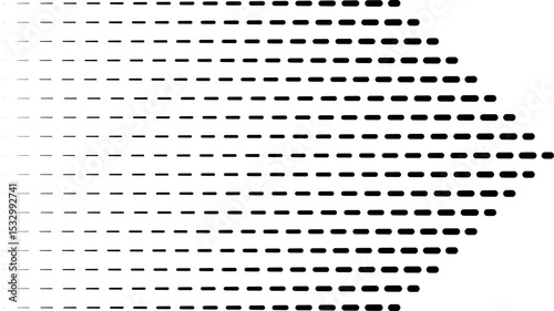 Parallel dashed lines converging to form an arrow shape indicating direction.