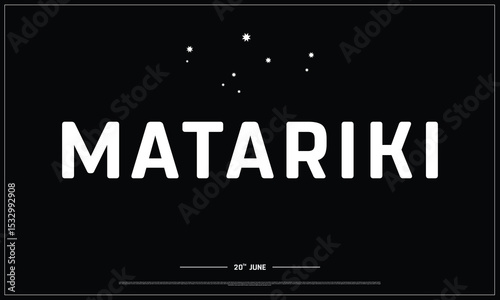 Matariki Day typographic design on white background