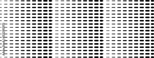 Parallel dashed lines with varying thickness along their path creating an abstract effect.