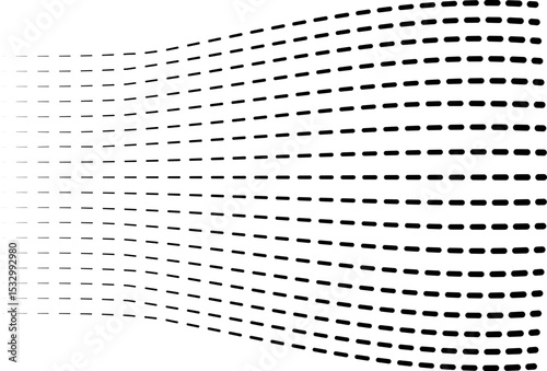 Parallel dashed lines with inflated sections toward their ends creating a unique visual effect.