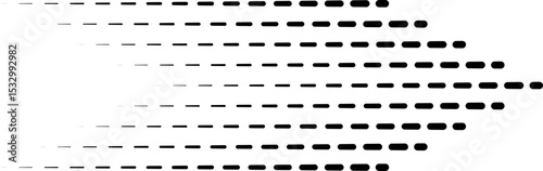 Parallel dashed lines terminating in triangular ends for a pointed finish.