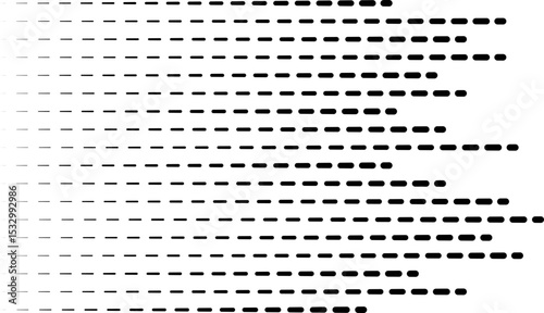 Parallel dashed lines with one end straight and the other irregular for an asymmetrical style.