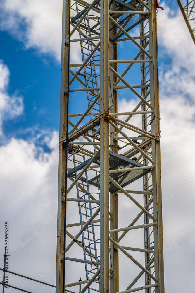 Closeup of tall construction crane structure frame. Closeup of tall construction crane structure frame.