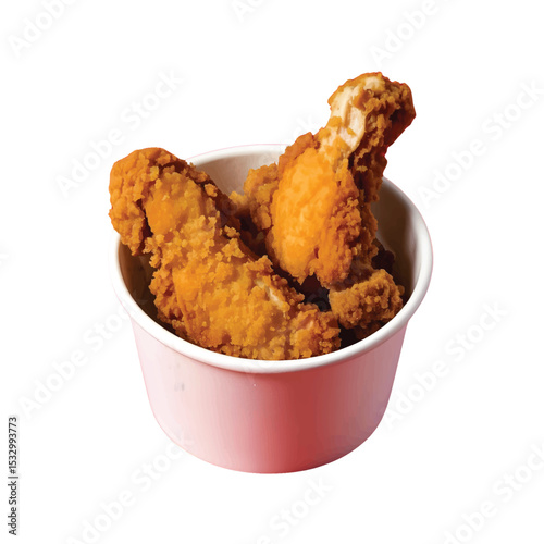 Fried chicken pieces in a white paper cup vector illustration