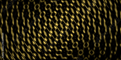 Abstract golden black texture with optical illusion pattern and futuristic lines
