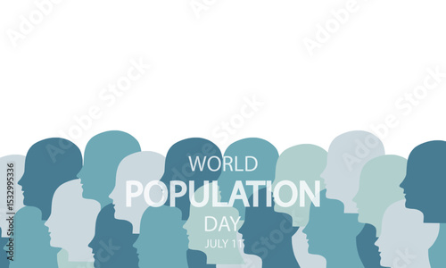 Population World Day people silhouettes banner, vector art illustration.