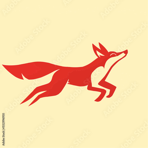 Vector illustration of fox jumping symbol