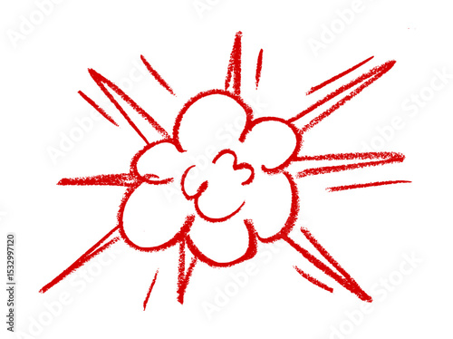 Cartoon Boom Explosion Crayon Chalk Drawing Vector