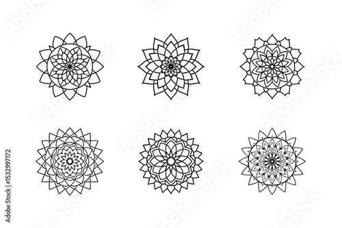 interactive mandalas vector line art silhouette