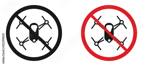 No Drone Zone Sign. Drone Flight Prohibited Icon. Restricted Drone Area Symbol.
