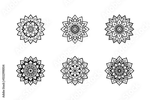 intricate mandala linework vector line art silhouette