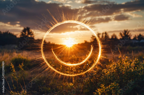Defocused Magic Sun Disk Creating Soft Glowing Scenic Light