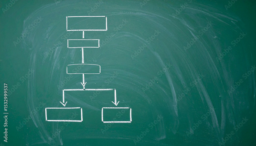 Fototapeta premium A mind map drawn on a chalkboard, illustrating a business strategy plan 