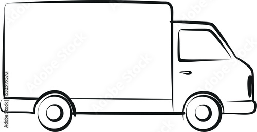 Delivery Truck Illustration Simple Outline Drawing