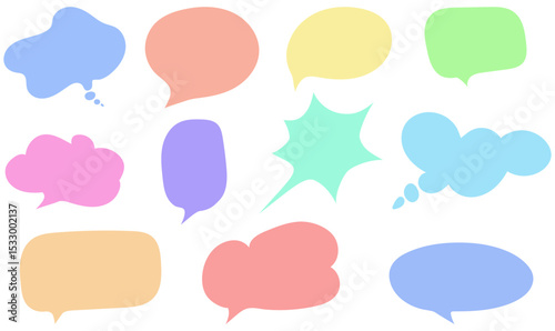 Set of colorful empty speech bubbles. Balloon speak sign dialog communication frame for text, chatting, message box. Vector illustration