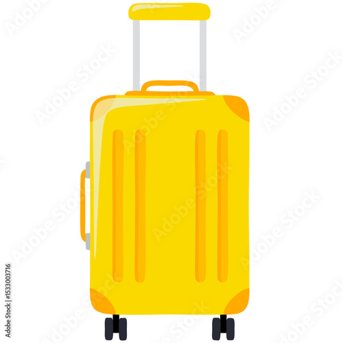 Yellow big suitcase Flat vector icon on white background