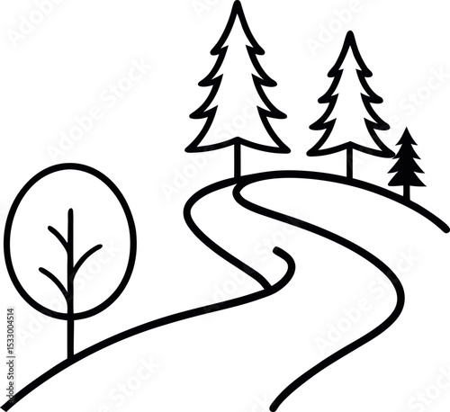 Walking Trail Outline Icon On Transparent Background