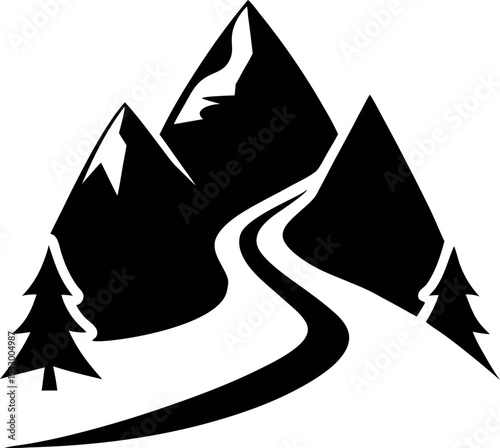 Mountain Trail Silhouette Icon On Transparent Background