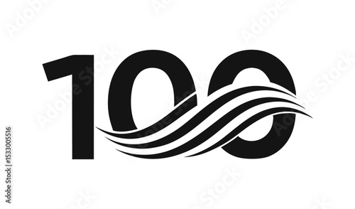 Abstract number one hundred with wave design