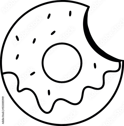 Colorful Bitten Donut Silhouette Illustration On Transparent Background