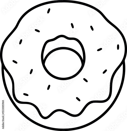 Colorful Glazed Donut Silhouette Illustration On Transparent Background
