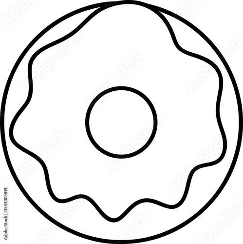 Colorful Donut Outline Illustration On Transparent Background