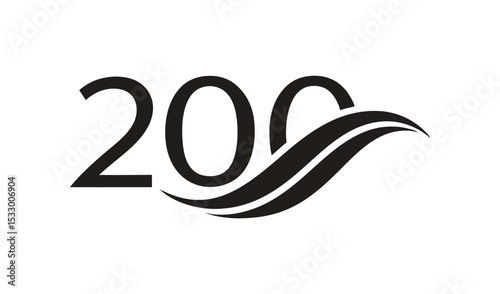 Two hundred number logo with wave design