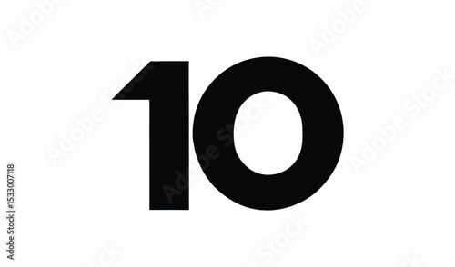 Bold black number ten on white background