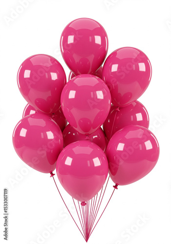 Bunch of pink balloons isolated on white
