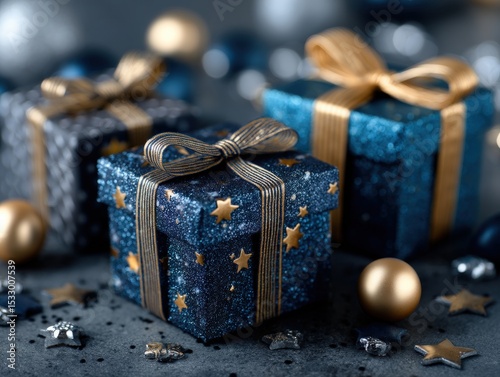 Sparkling blue and gold gif...