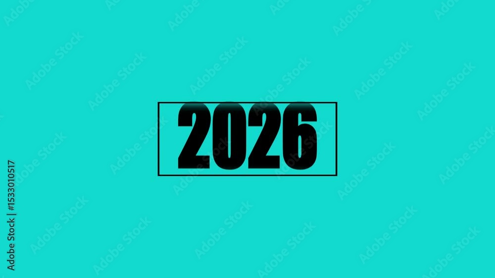 Analog counter counting up from 2020 to 2026 background. Time-lapse speed. Animated illustration of new year.