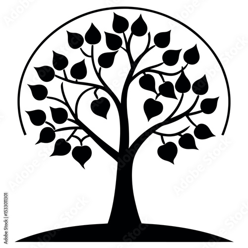 Black Silhouette Pomegranate Tree Orchard Graphic tree silhouette