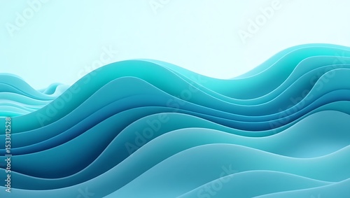 Abstract Blue Wave Layers – 3D Fluid Art Background