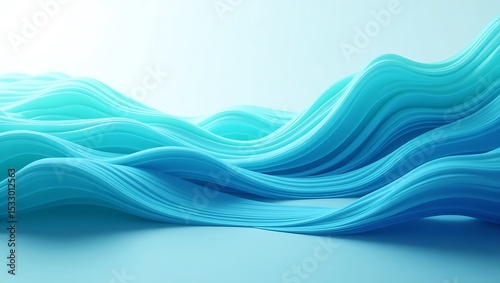 Abstract Blue Wave Layers – 3D Fluid Art Background