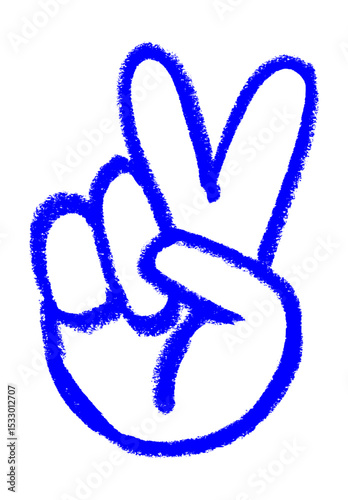 Peace Hand Symbol Victory Crayon Chalk Drawing Vector