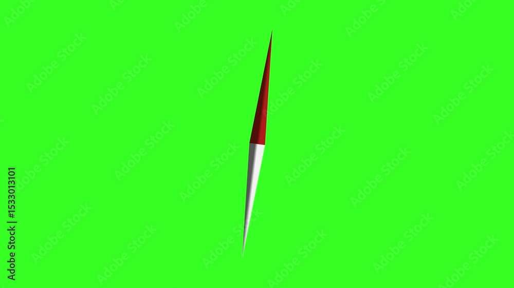 Isoalted Map Compass needle point with natural motion and green screen chroma key background 4K	