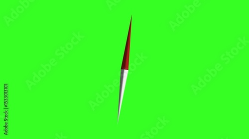 Isoalted Map Compass needle point with natural motion and green screen chroma key background 4K	