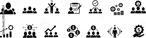 Leadership line icons set. Business, leader, success and teamwork. Editable stroke. Colored vector illustration
