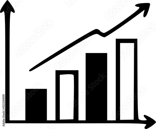 business growth a bar graph with upward arrow and financial charts in modern marketing. vector illustration	
