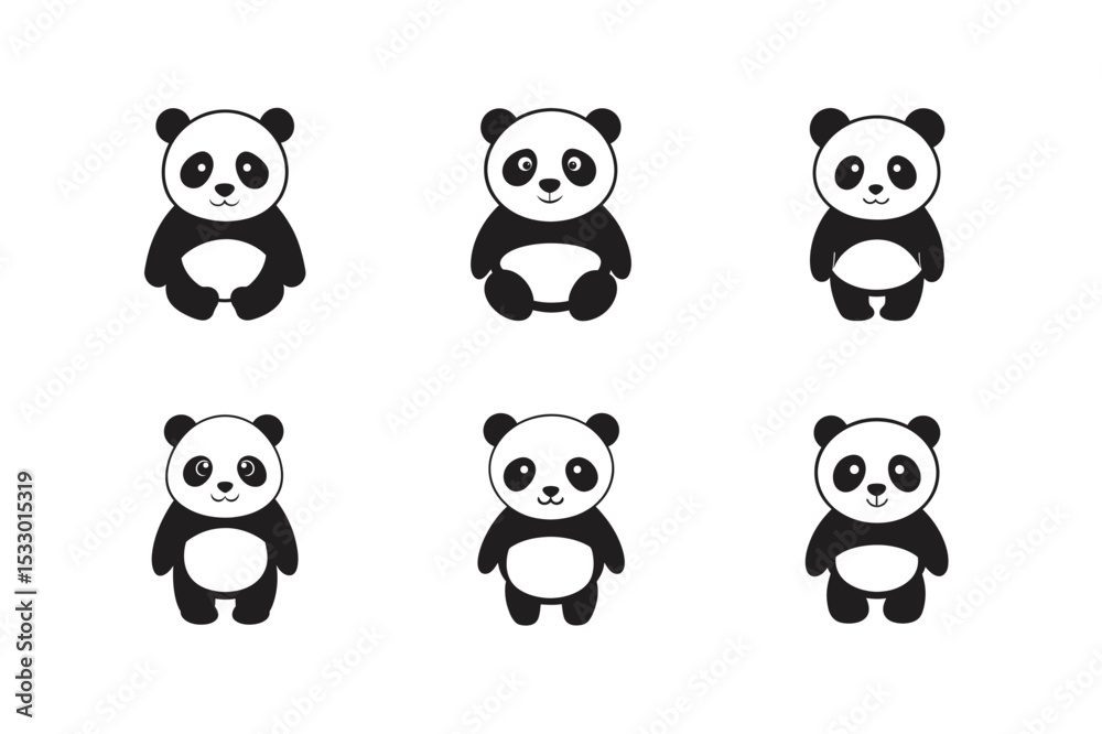 Obraz premium kawaii style panda vector silhouette