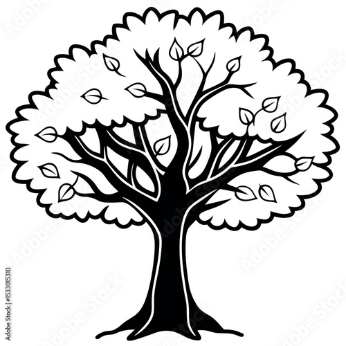 Black and White Illustration of a Sycamore Tree illustration