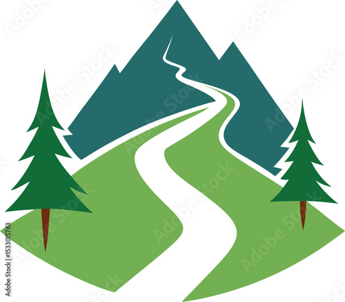 Mountain Trail Landscape Icon On Transparent Background