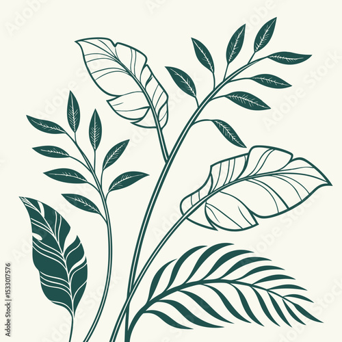 Flat vector Illustration of a foliage plant
