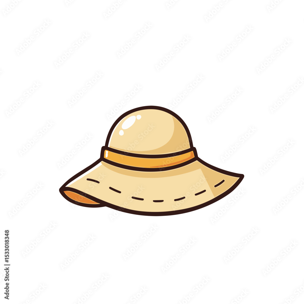 Fototapeta premium A stylish sun hat on white background, perfect for summer, isolated, copy space