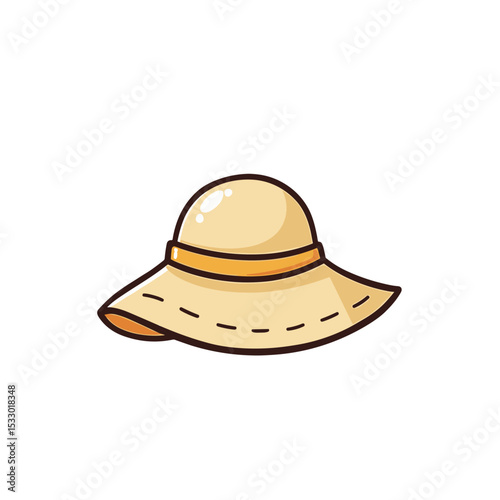 A stylish sun hat on white background, perfect for summer, isolated, copy space