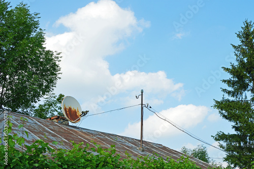 Rusted satellite television antenna