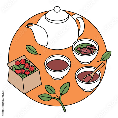 Herbal Tea Ceremony with Fresh Fruit and Leaf Selection